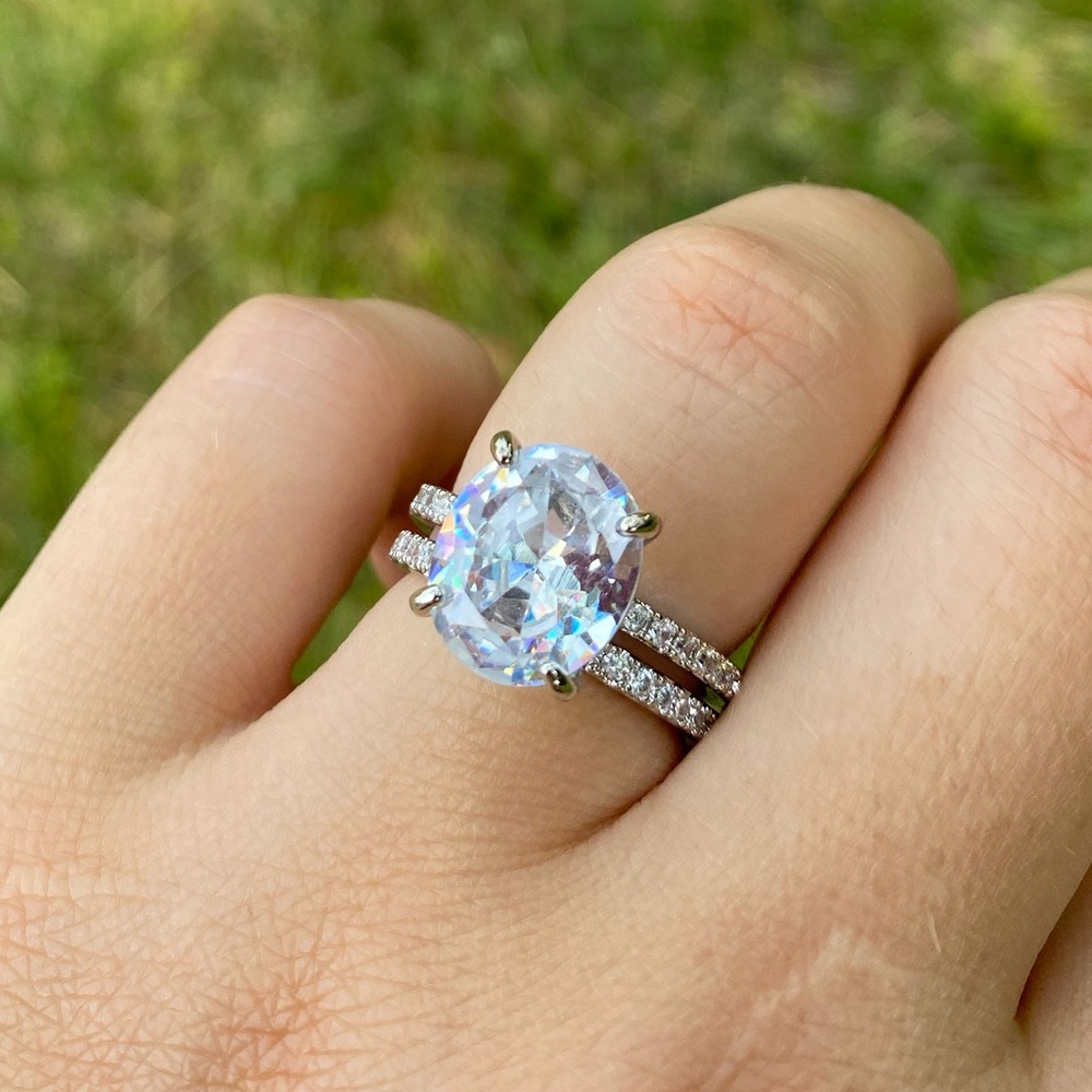 New stamped 925 sterling silver diamond  ring set - Picture 6 of 7